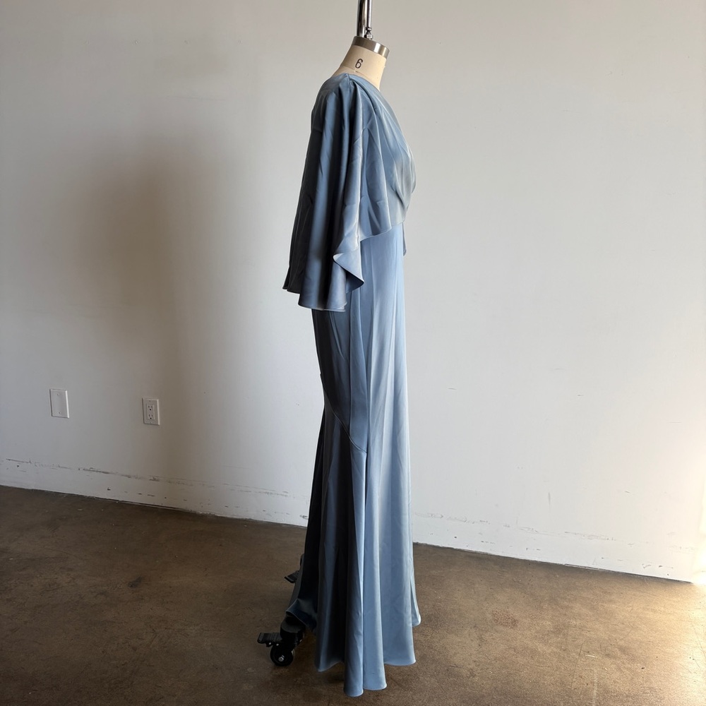 Theia One-Shoulder Slate Blue Evening Gown - Picture 6 of 11
